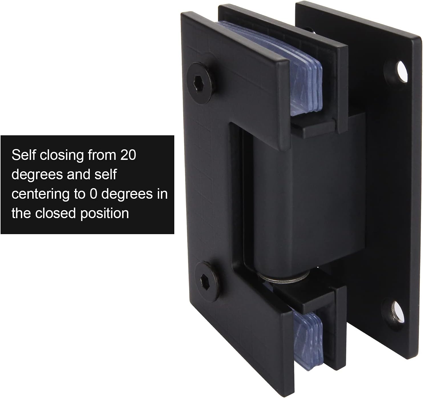 2Pack Glass Shower Door Hinges, 90 Degree Shower Hinges Replacement Parts with Mounting Hardware, Stainless Steel Bathroom Gate Clamp for 3/8” to 1/2”Glass, Black